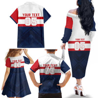 France Rugby Custom Family Matching Off The Shoulder Long Sleeve Dress and Hawaiian Shirt Go Les Bleus Simple Style - Wonder Print Shop