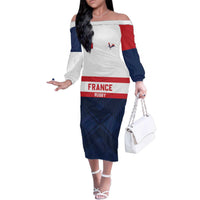 France Rugby Custom Family Matching Off The Shoulder Long Sleeve Dress and Hawaiian Shirt Go Les Bleus Simple Style - Wonder Print Shop