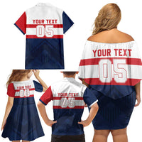 France Rugby Custom Family Matching Off Shoulder Short Dress and Hawaiian Shirt Go Les Bleus Simple Style - Wonder Print Shop
