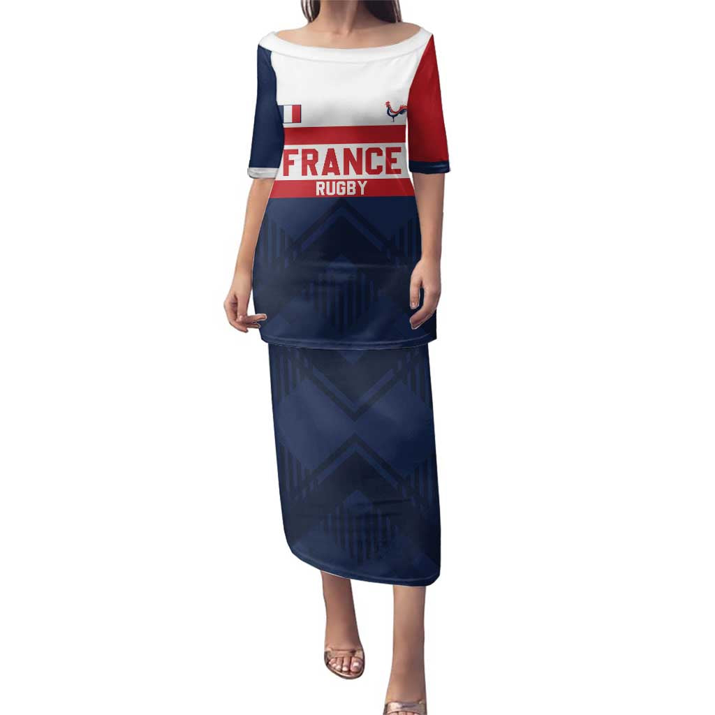 France Rugby Custom Family Matching Puletasi and Hawaiian Shirt Go Les Bleus Simple Style - Wonder Print Shop