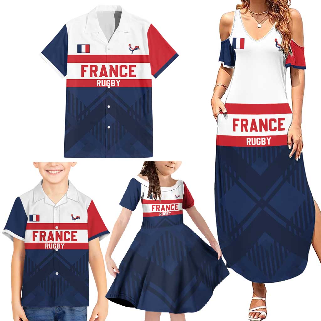 France Rugby Custom Family Matching Summer Maxi Dress and Hawaiian Shirt Go Les Bleus Simple Style - Wonder Print Shop