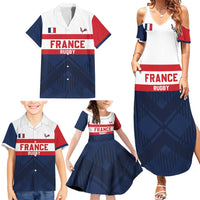France Rugby Custom Family Matching Summer Maxi Dress and Hawaiian Shirt Go Les Bleus Simple Style - Wonder Print Shop