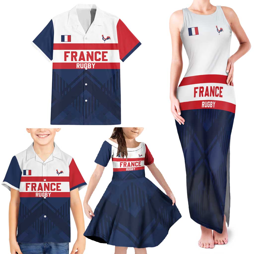 France Rugby Custom Family Matching Tank Maxi Dress and Hawaiian Shirt Go Les Bleus Simple Style - Wonder Print Shop