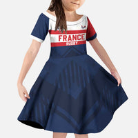 France Rugby Custom Kid Short Sleeve Dress Go Les Bleus Simple Style - Wonder Print Shop
