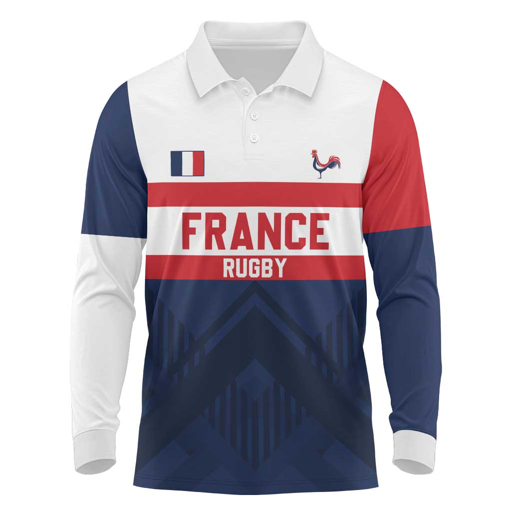 France Rugby Custom Long Sleeve Polo Shirt Go Les Bleus Simple Style - Wonder Print Shop