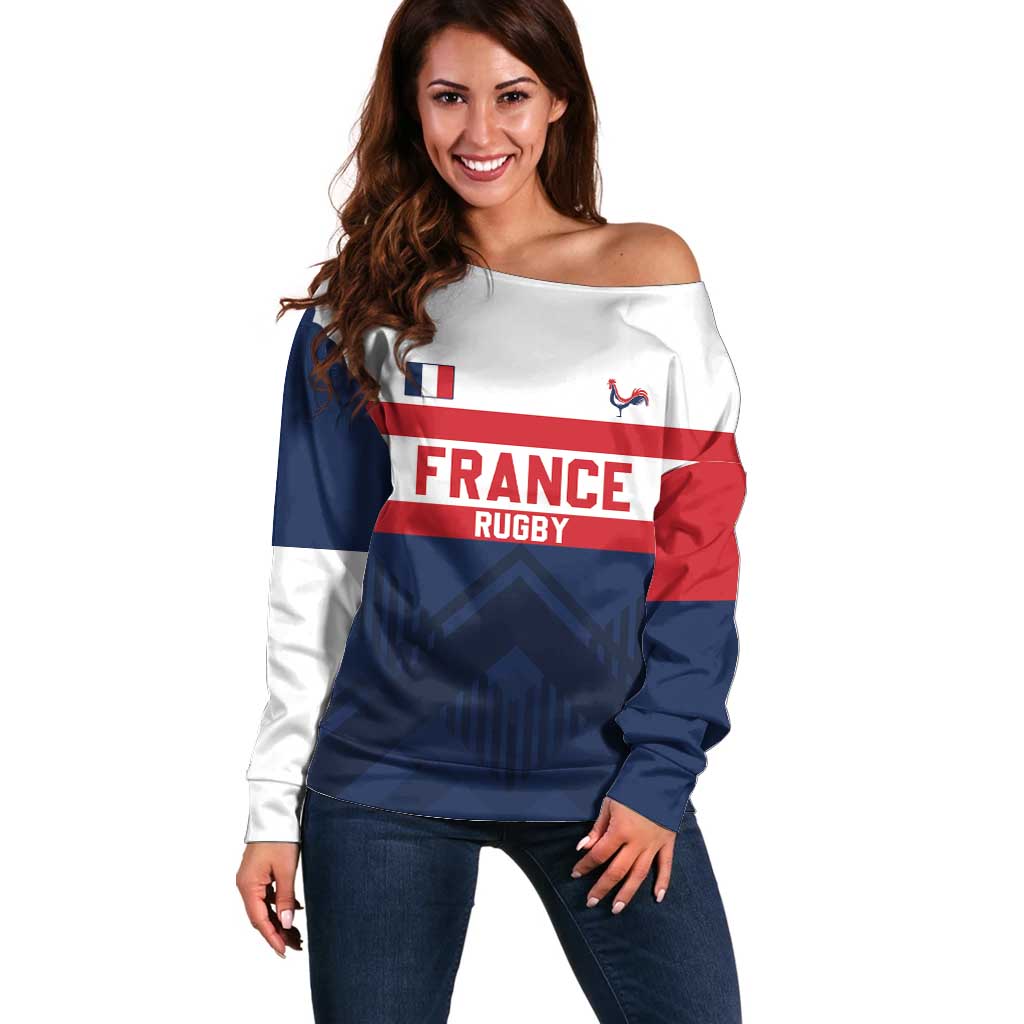 France Rugby Custom Off Shoulder Sweater Go Les Bleus Simple Style - Wonder Print Shop