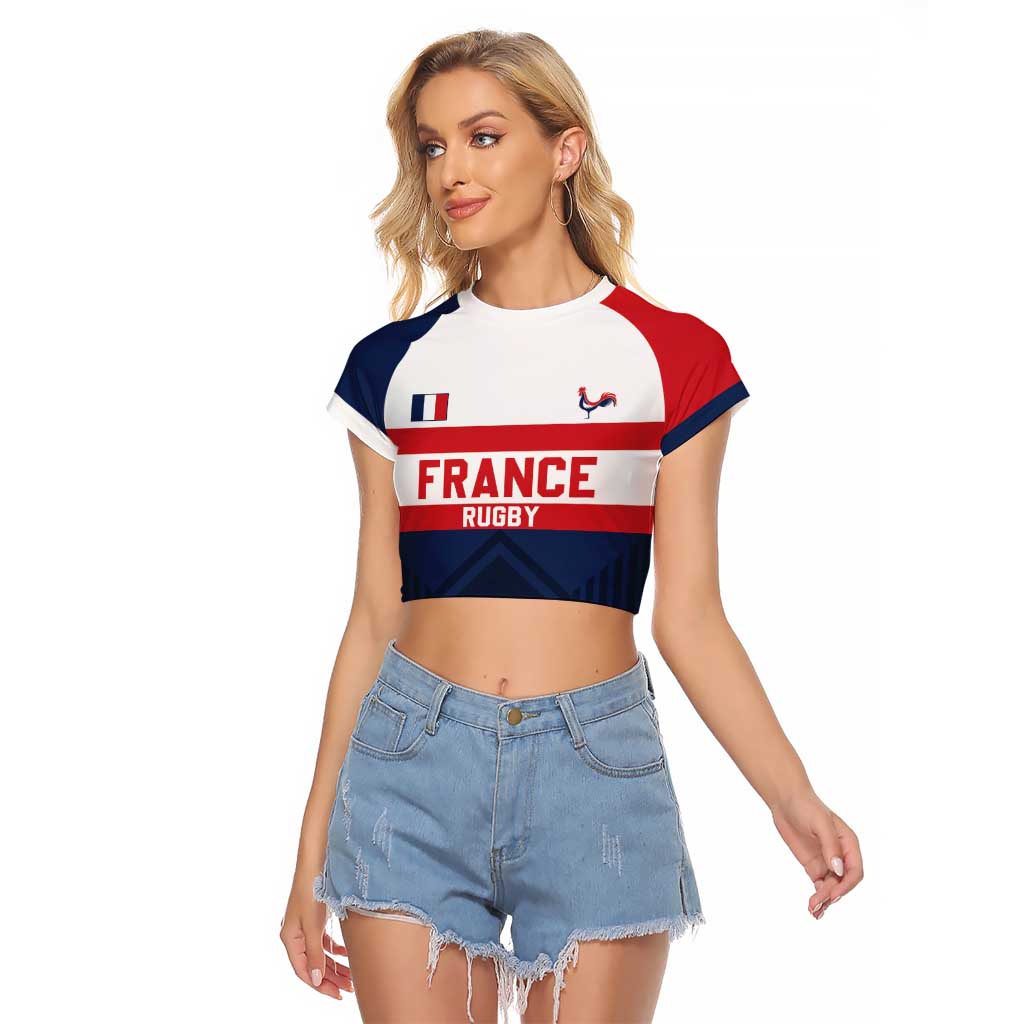 France Rugby Custom Raglan Cropped T Shirt Go Les Bleus Simple Style - Wonder Print Shop