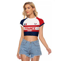 France Rugby Custom Raglan Cropped T Shirt Go Les Bleus Simple Style - Wonder Print Shop