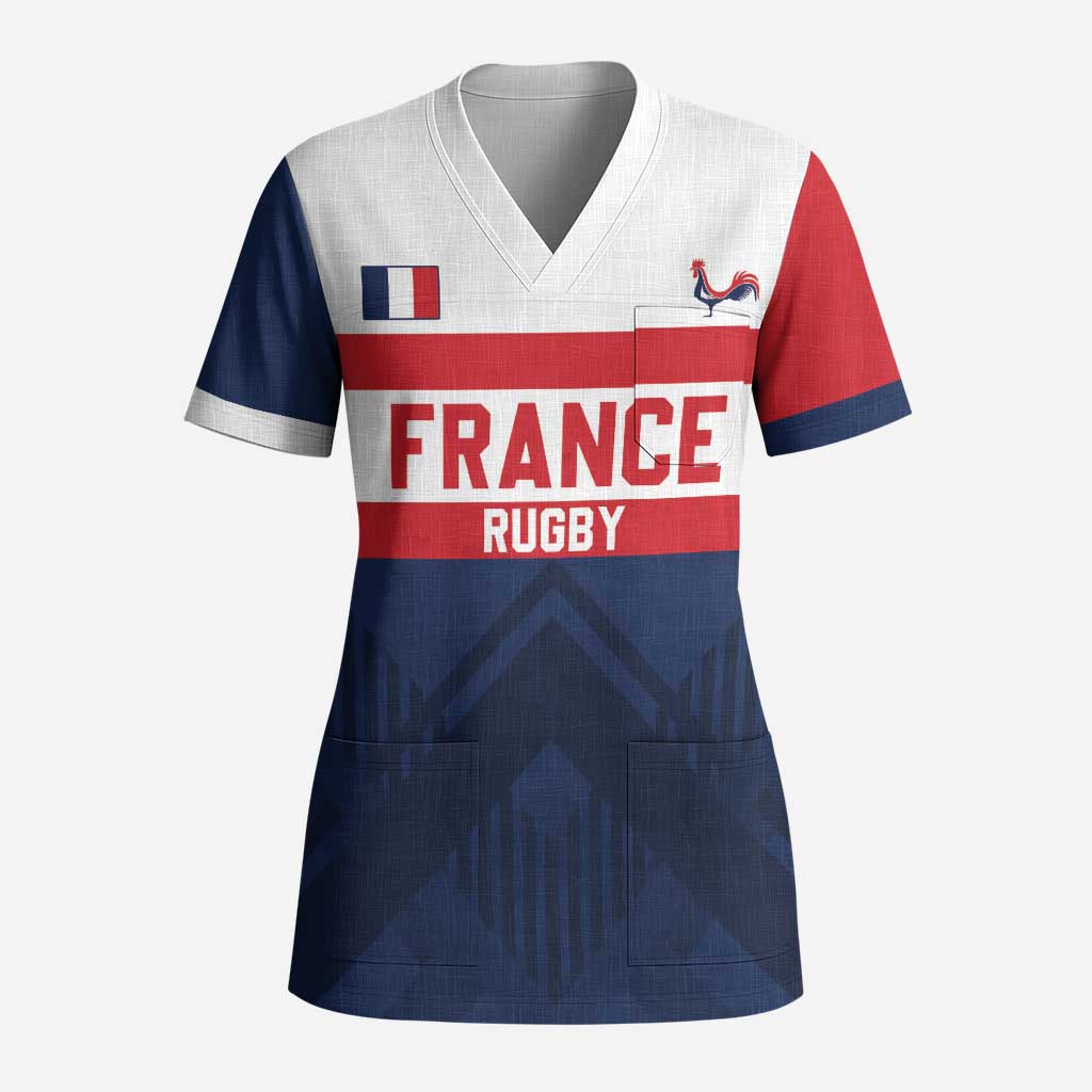 France Rugby Custom Scrub Top Go Les Bleus Simple Style - Wonder Print Shop