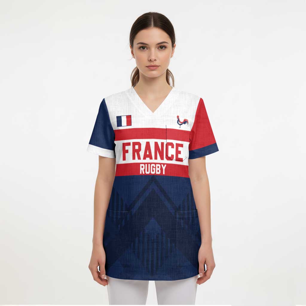 France Rugby Custom Scrub Top Go Les Bleus Simple Style - Wonder Print Shop