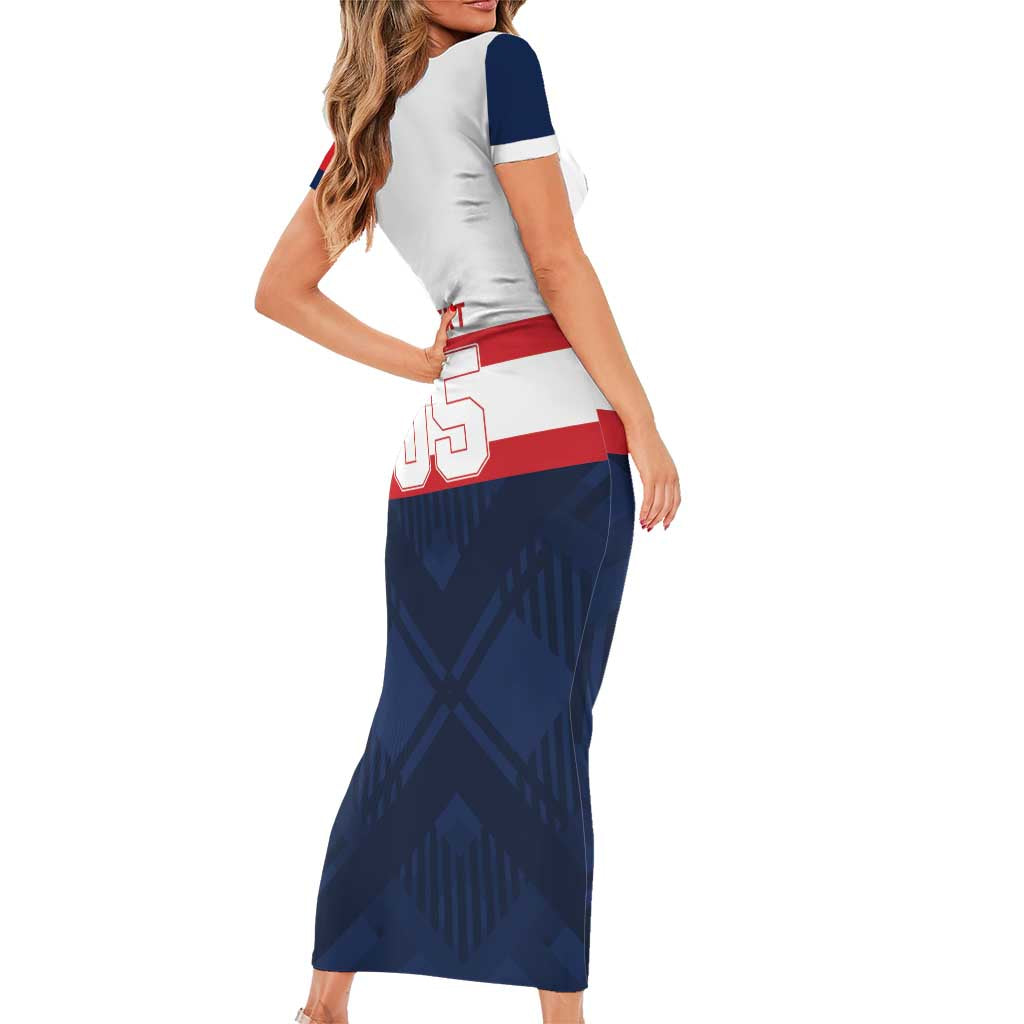 France Rugby Custom Short Sleeve Bodycon Dress Go Les Bleus Simple Style - Wonder Print Shop