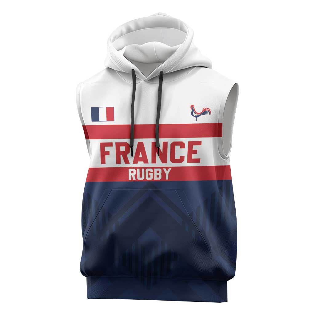 France Rugby Custom Sleeveless Hoodie Go Les Bleus Simple Style - Wonder Print Shop
