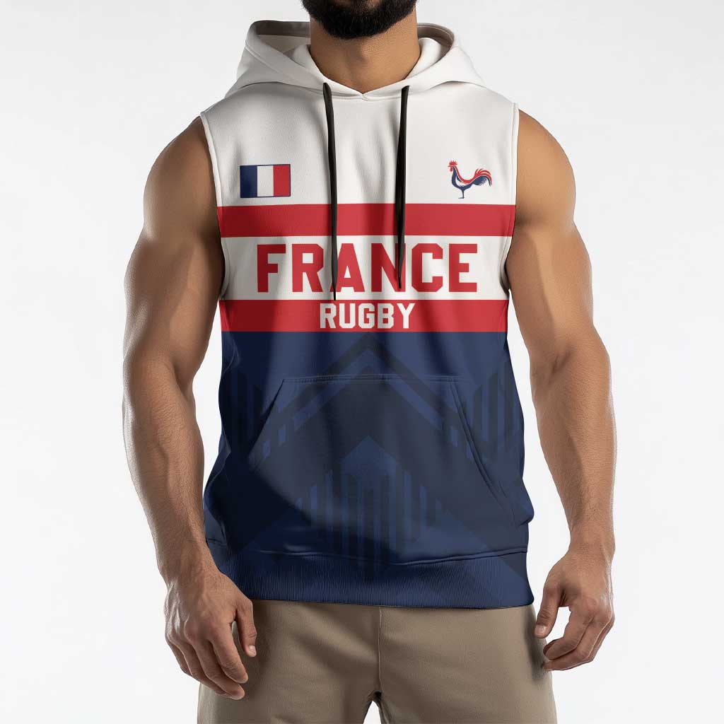 France Rugby Custom Sleeveless Hoodie Go Les Bleus Simple Style - Wonder Print Shop