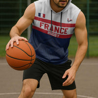 France Rugby Custom Sleeveless Hoodie Go Les Bleus Simple Style - Wonder Print Shop