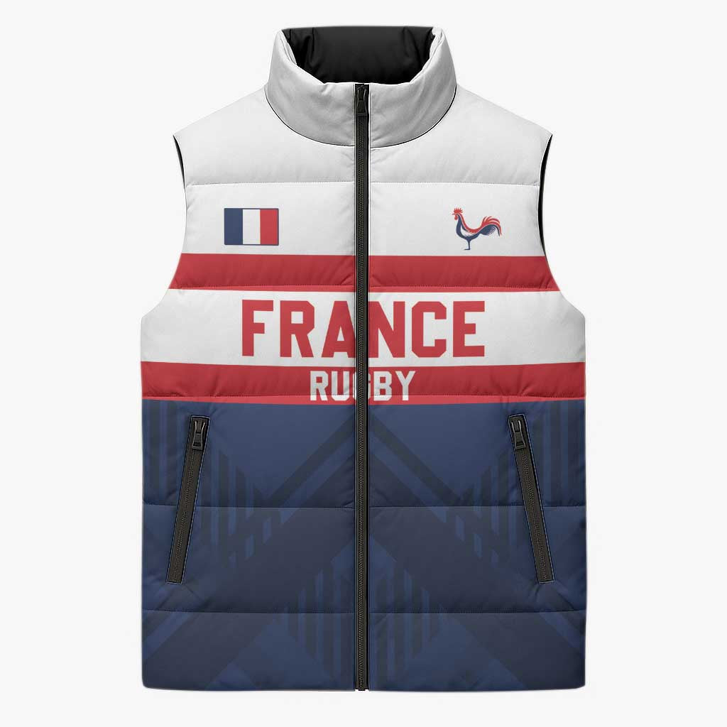 France Rugby Custom Sleeveless Puffer Jacket Go Les Bleus Simple Style - Wonder Print Shop