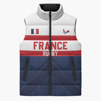 France Rugby Custom Sleeveless Puffer Jacket Go Les Bleus Simple Style - Wonder Print Shop