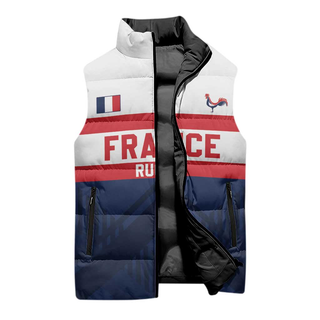 France Rugby Custom Sleeveless Puffer Jacket Go Les Bleus Simple Style - Wonder Print Shop