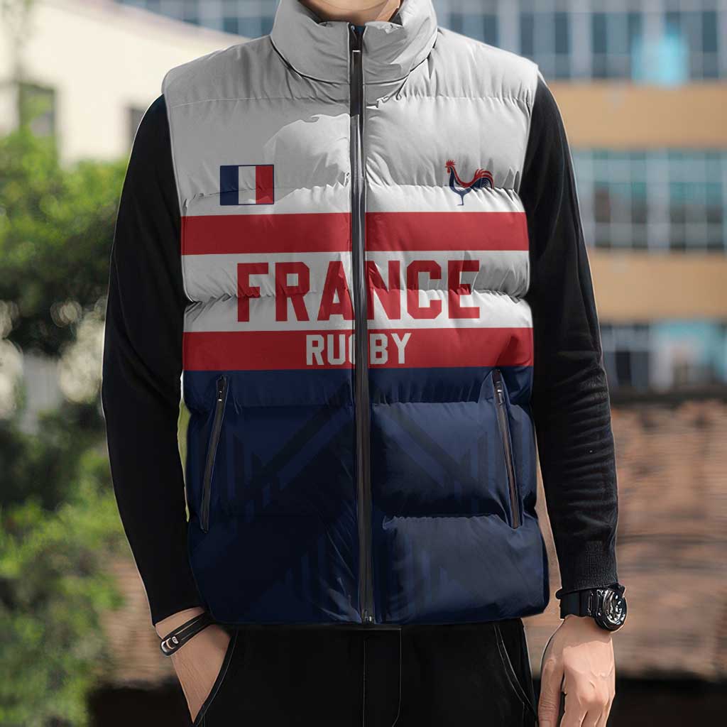 France Rugby Custom Sleeveless Puffer Jacket Go Les Bleus Simple Style - Wonder Print Shop