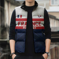 France Rugby Custom Sleeveless Puffer Jacket Go Les Bleus Simple Style - Wonder Print Shop