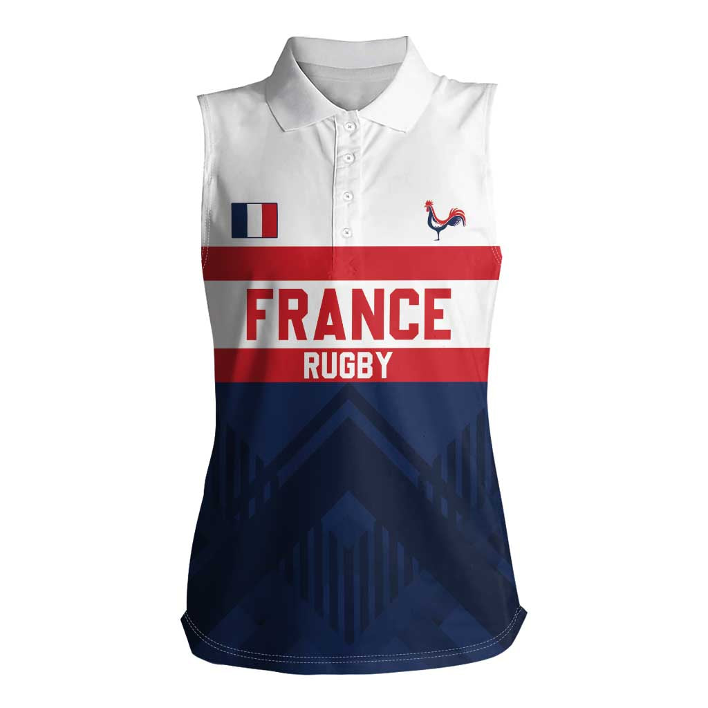 France Rugby Custom Women Sleeveless Polo Shirt Go Les Bleus Simple Style - Wonder Print Shop