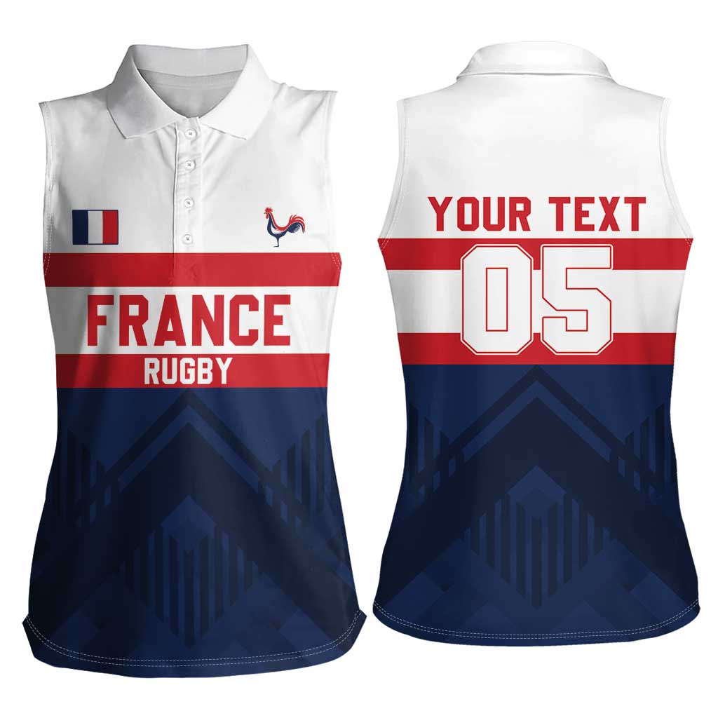 France Rugby Custom Women Sleeveless Polo Shirt Go Les Bleus Simple Style - Wonder Print Shop