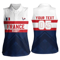 France Rugby Custom Women Sleeveless Polo Shirt Go Les Bleus Simple Style - Wonder Print Shop