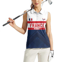 France Rugby Custom Women Sleeveless Polo Shirt Go Les Bleus Simple Style - Wonder Print Shop