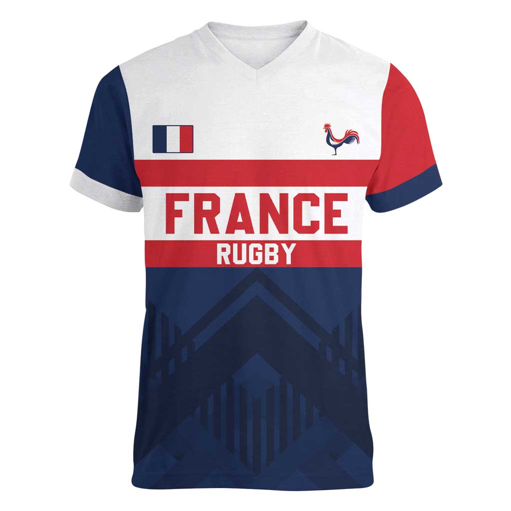 France Rugby Custom Women V-Neck T-Shirt Go Les Bleus Simple Style - Wonder Print Shop