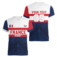 France Rugby Custom Women V-Neck T-Shirt Go Les Bleus Simple Style - Wonder Print Shop