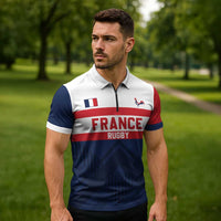 France Rugby Custom Zipper Polo Shirt Go Les Bleus Simple Style - Wonder Print Shop