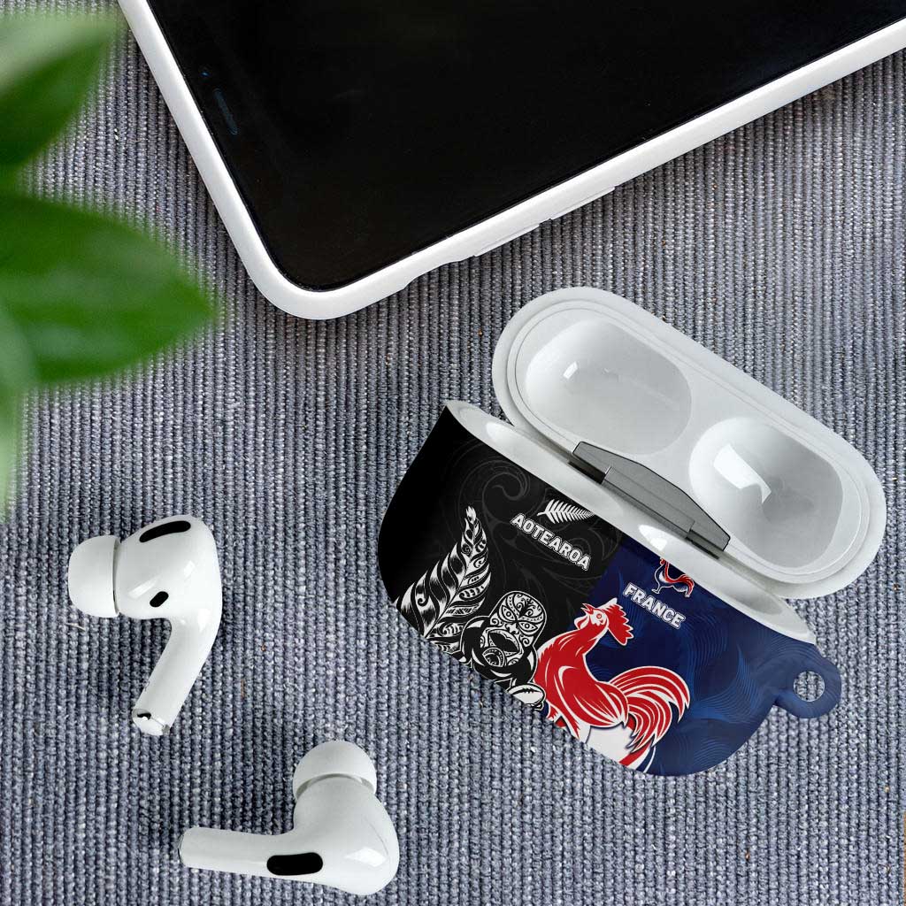 France And New Zealand Rugby AirPods Case Les Bleus Rooster With Maori Tiki - Wonder Print Shop
