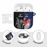 France And New Zealand Rugby AirPods Case Les Bleus Rooster With Maori Tiki - Wonder Print Shop