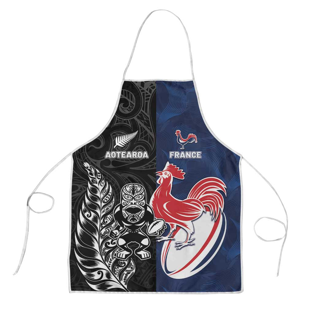 France And New Zealand Rugby Apron Les Bleus Rooster With Maori Tiki - Wonder Print Shop