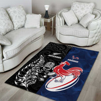 France And New Zealand Rugby Area Rug Les Bleus Rooster With Maori Tiki - Wonder Print Shop