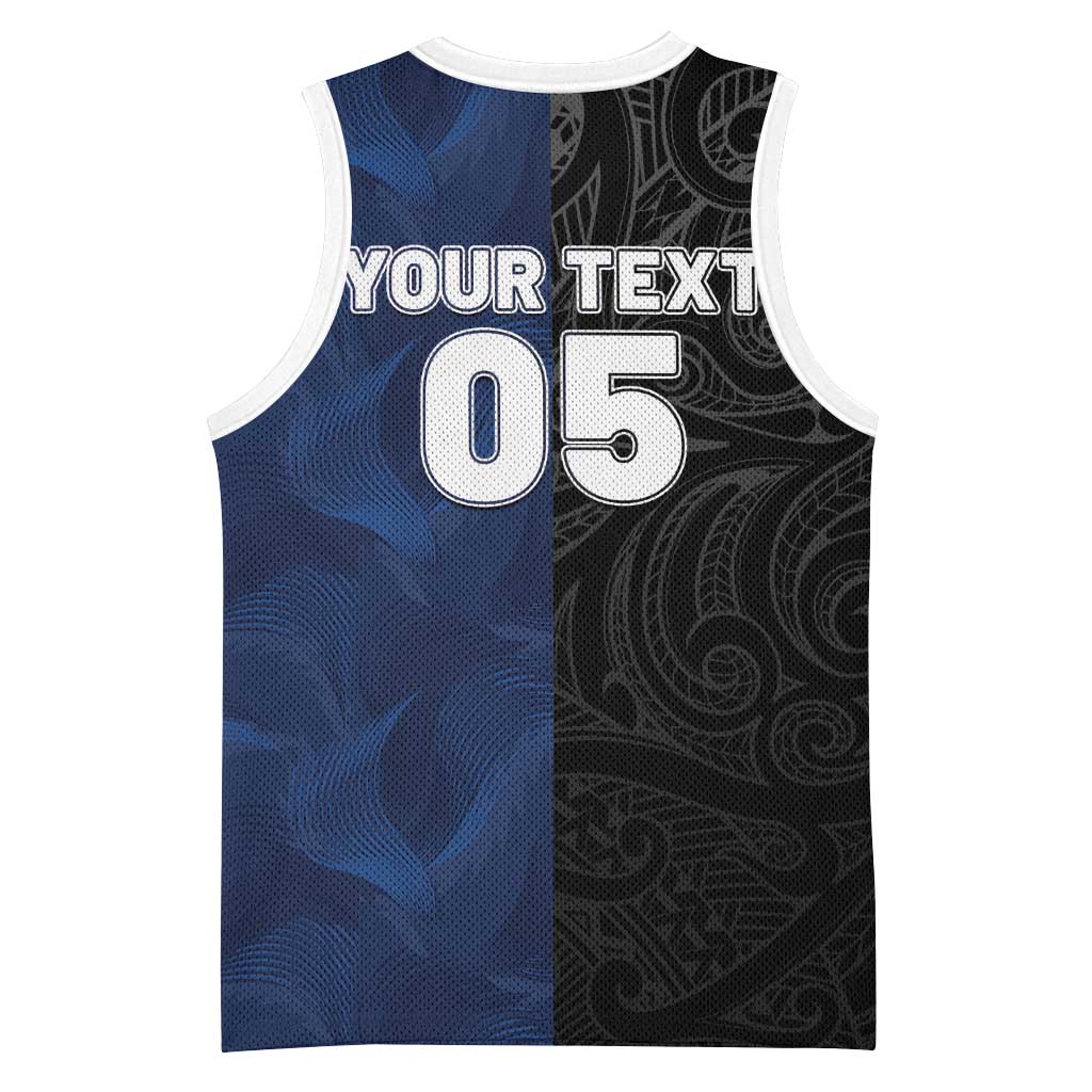 France And New Zealand Rugby Custom Basketball Jersey Les Bleus Rooster With Maori Tiki - Wonder Print Shop