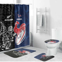 France And New Zealand Rugby Bathroom Set Les Bleus Rooster With Maori Tiki - Wonder Print Shop