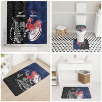 France And New Zealand Rugby Bathroom Set Les Bleus Rooster With Maori Tiki - Wonder Print Shop