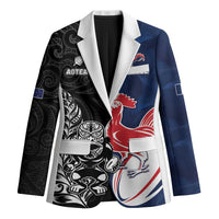 France And New Zealand Rugby Custom Blazer Les Bleus Rooster With Maori Tiki - Wonder Print Shop