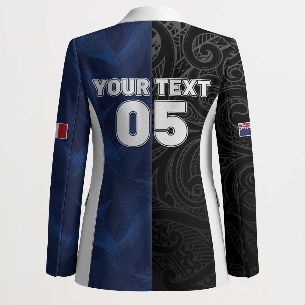 France And New Zealand Rugby Custom Blazer Les Bleus Rooster With Maori Tiki - Wonder Print Shop