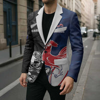 France And New Zealand Rugby Custom Blazer Les Bleus Rooster With Maori Tiki - Wonder Print Shop