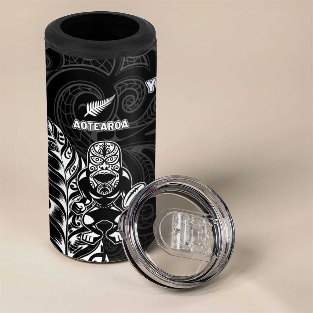France And New Zealand Rugby Custom 4 in 1 Can Cooler Tumbler Les Bleus Rooster With Maori Tiki - Wonder Print Shop