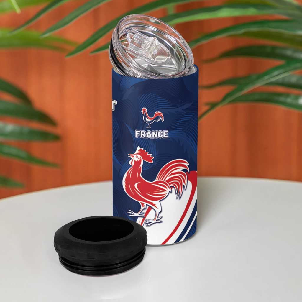 France And New Zealand Rugby Custom 4 in 1 Can Cooler Tumbler Les Bleus Rooster With Maori Tiki - Wonder Print Shop