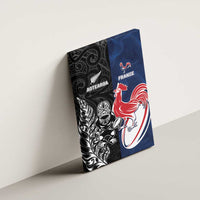 France And New Zealand Rugby Canvas Wall Art Les Bleus Rooster With Maori Tiki - Wonder Print Shop