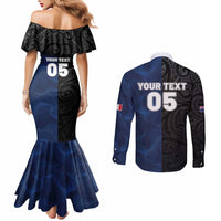 France And New Zealand Rugby Custom Couples Matching Mermaid Dress and Long Sleeve Button Shirt Les Bleus Rooster With Maori Tiki - Wonder Print Shop