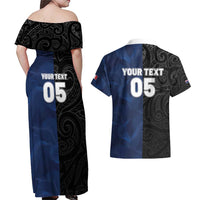 France And New Zealand Rugby Custom Couples Matching Off Shoulder Maxi Dress and Hawaiian Shirt Les Bleus Rooster With Maori Tiki - Wonder Print Shop