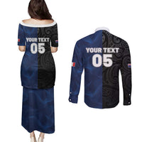 France And New Zealand Rugby Custom Couples Matching Puletasi and Long Sleeve Button Shirt Les Bleus Rooster With Maori Tiki - Wonder Print Shop