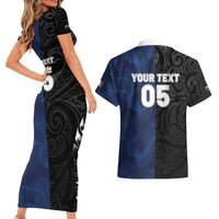 France And New Zealand Rugby Custom Couples Matching Short Sleeve Bodycon Dress and Hawaiian Shirt Les Bleus Rooster With Maori Tiki - Wonder Print Shop