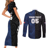 France And New Zealand Rugby Custom Couples Matching Short Sleeve Bodycon Dress and Long Sleeve Button Shirt Les Bleus Rooster With Maori Tiki - Wonder Print Shop