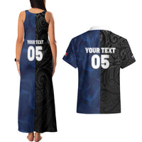 France And New Zealand Rugby Custom Couples Matching Tank Maxi Dress and Hawaiian Shirt Les Bleus Rooster With Maori Tiki - Wonder Print Shop