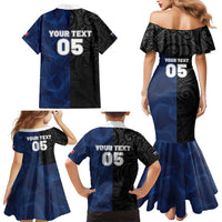 France And New Zealand Rugby Custom Family Matching Mermaid Dress and Hawaiian Shirt Les Bleus Rooster With Maori Tiki - Wonder Print Shop